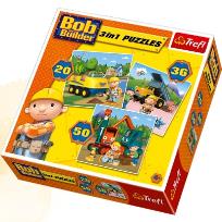 Okładka książki Puzzle 3w1 Bob Budowniczy na budowie TREFL