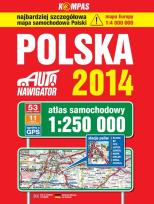 Okładka książki Polska Atlas Samochodowy 1:250 000 w. 2014