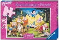 Okładka książki Puzzle 2x24 Królewna Śnieżka i krasnoludki