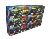 Okładka książki 4x4 i motocykl pomarańczowo-żółty