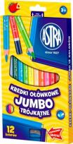 Okładka książki Kredki ołówkowe trójkątne Jumbo 12 kolorów ASTRA