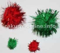 Okładka książki POMPONY BROKAT CZERWONY/ZIELONY 30 SZT DC39