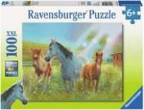 Okładka książki Puzzle 100 el.-KONIE NA PASTWISKU