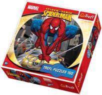 Okładka książki Puzzle 150 okrągłe Spider-Man Pajęczy skok TREFL