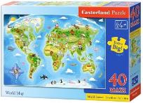 Opakowanie Puzzle 40 maxi - World Map CASTOR