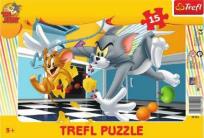 Okładka książki Puzzle ramkowe 15 Tom i Jerry Kuchenne...TREFL