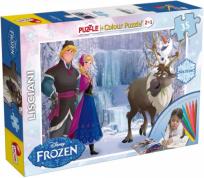 Opakowanie Puzzle dwustronne Frozen 35 + 8 flamastrów