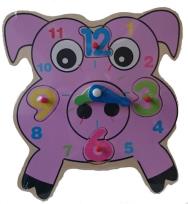 Opakowanie Układanka drewniana Zegar świnka