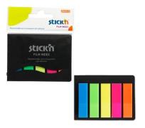 Okładka książki Zakładki ind.samoprz.w czarnym etui mix 5 kol.neon