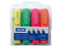 Opakowanie Zakreślacz fluo płaski 4 kolory MILAN