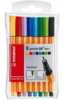 Opakowanie Cienkopis Point Mini 8 kolorów etui STABILO
