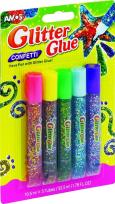 Opakowanie Klej Glitter Glue confetti 5 kolorów blister AMOS