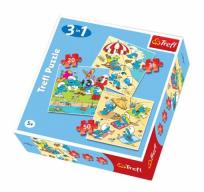 Okładka książki Puzzle 3w1 Smerfne harce TREFL
