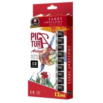 Opakowanie FARBY AKRYL 12KOL W TUBIE 12 ML BPZ