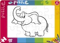 Opakowanie Puzzle do kolorowania 15 Słonik