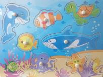 Opakowanie Puzzle drewniane układanka z uchwytami Ryby