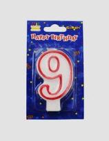 Opakowanie Świeczka cyferka 9 czerwony kontur