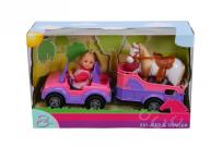 Opakowanie Lalka Evi w aucie + koń w przyczepce