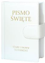 Okładka książki Pismo Święte ST i NT małe białe z zapięciem