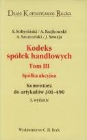 Okładka książki Kodeks spółek handlowych tom 3 Spółka akcyjna