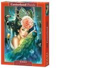 Opakowanie Puzzle 1000 Lady with a peacock CASTOR