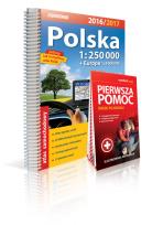 Okładka książki Polska atlas samochodowy 1:250 000 + Pierwsza pomoc 2016/2017