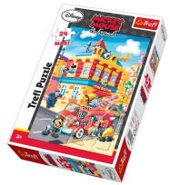 Okładka książki Puzzle 24 maxi Myszka Miki Straż pożarna