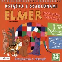 Okładka książki Elmer. Książka z szablonami. Potrafię rysować. Przyjaciele z dżunglii