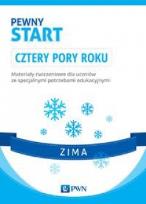 Okładka książki Pewny start Cztery pory roku Zima Materiały ćwiczeniowe dla uczniów ze specjalnymi potrzebami edukacyjnymi