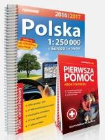 Okładka książki Polska. Atlas samochodowy 1:250 000 + pierwsza pomoc (2016/2