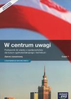 Okładka książki W centrum uwagi WOS Podręcznik Część 1 Zakres rozszerzony Liceum technikum WOS Lo 1 ZR NPP