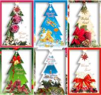 Opakowanie Karnet B6 Boże Nar. Choinka 3D Świecki (10szt) MIX