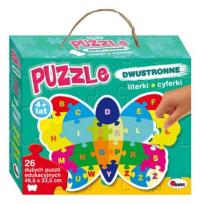 Okładka książki Puzzle dwustronne 26 Literki, cyferki. Motyl