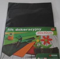 Opakowanie Filc w arkuszach 20cm x 30cm Kolor czarny 5 sztuk