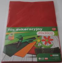 Opakowanie Filc w arkuszach 20cm x 30cm Kolor czerwony 5 sztuk