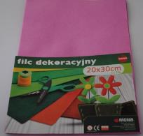 Opakowanie Filc w arkuszach 20cm x 30cm Kolor różowy 5 sztuk