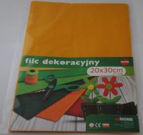 Opakowanie Filc w arkuszach 20cm x 30cm żółty 5 sztuk
