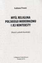 Okładka książki Myśl religijna polskiego modernizmu i jej konteksty