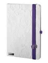 Opakowanie Notes A5 Innocent Passion biały z fioletową gumką kratka