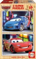 Opakowanie Auta CARS drewniane puzzle dla dzieci 2 x 16 elementów