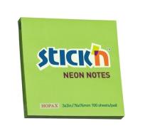 Opakowanie Notes samoprzylepny 76x76mm zielony neonowy 12 sztuk