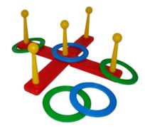 Opakowanie 5 obręczy i kołki do trafienia