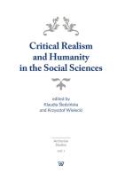 Opakowanie Critical Realism and Humanity in the Social Sciences