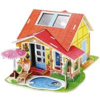 Opakowanie Drewniany dom z meblami