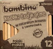 Opakowanie Kredki Bambono trójkątne w naturalnym drewnie z temperówką 12 sztuk