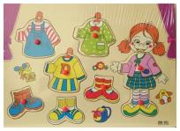 Opakowanie Puzzle drewniane układanka z pinezkami Ubranka 8 elementów