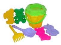 Opakowanie Zestaw Nr256: wiaderko-kwiatek duże, sito-kwiatek duże Nr2, łopata Nr6, grabki Nr6, foremki