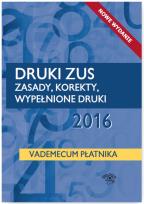 Okładka książki Druki ZUS 2016 Zasady korekty wypełnione druki Vademecum płatnika