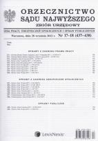 Opakowanie Orzecznictwo Sądu Najwyższego. Izba Pracy, Ubezpieczeń Społecznych i Spraw Publicznych 17-18/2012