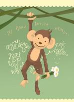 Opakowanie Karnet urodziny Małpka 12x16,5 cm